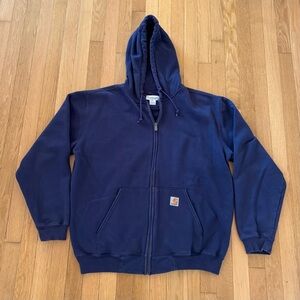 Vintage Carhartt Hoodie Full Zip Navy K185 NVY Large Early 2000s